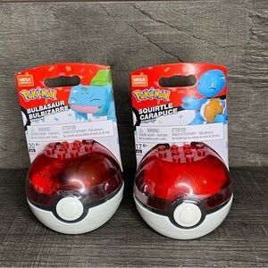 Pokemon Mega Construx 2 Pike Balls Bundle Bulbasaur And Squirtle New Sealed